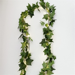 LED lyskæde med grønne efeublade – batteridrevet – 1,9 m 20 lys 